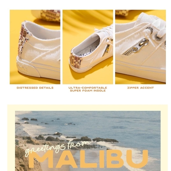 Blowfish Malibu Womens Size 9 White Multi Color Side Zip Canvas Shoes - Picture 7 of 8